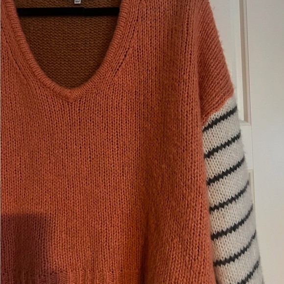 Madewell Colorblock Striped Balloon Sleeve Alpaca Wool Sweater Large XL - Picture 5 of 7